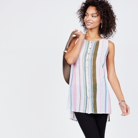 KUT from the Kloth Pastel Striped Tunic Blouse - Picture 5 of 9